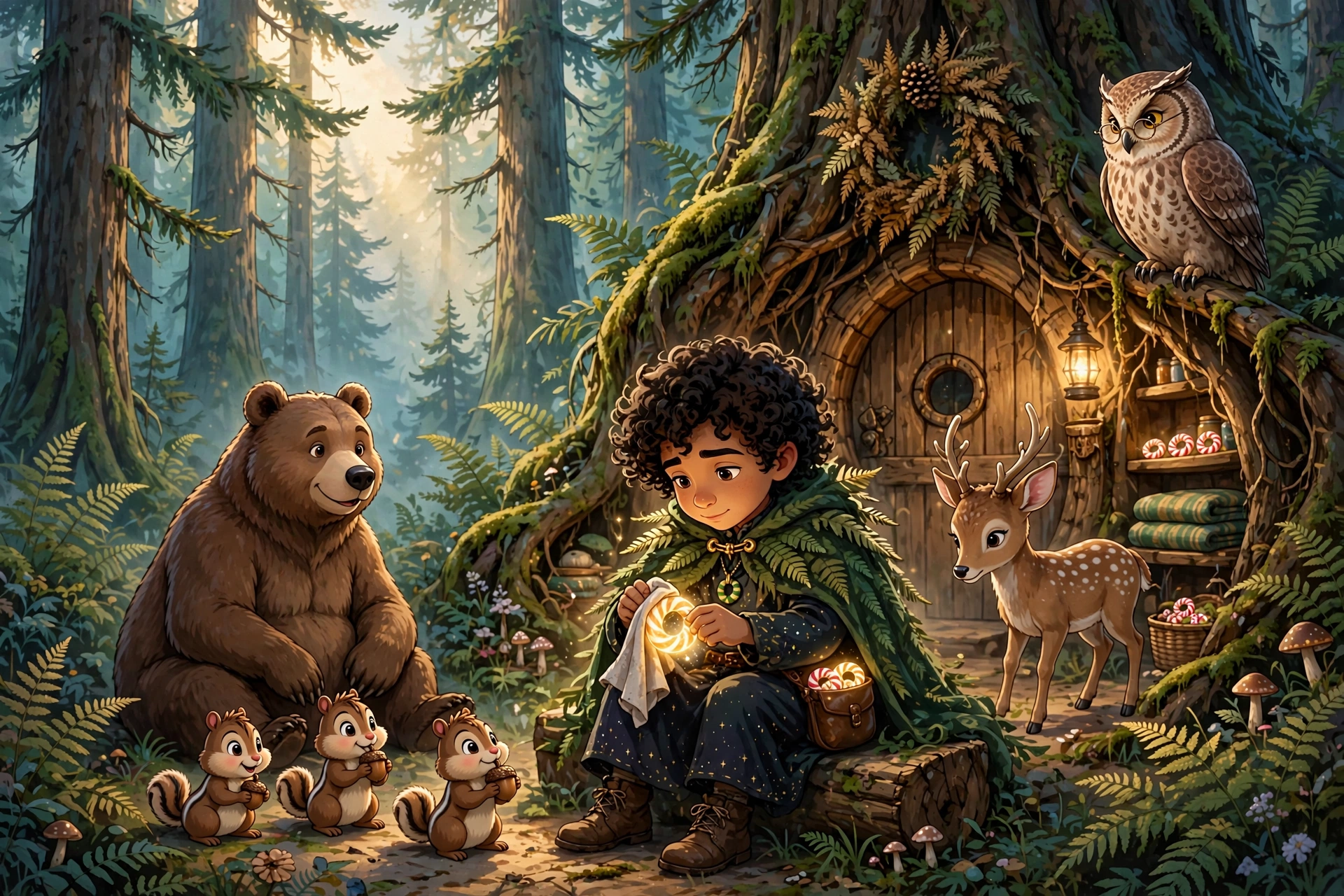 Barnaby Bewilder polishing his rings in the Whispering Woods